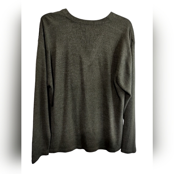 M403) Vintage Oleg Cassini Olive Green V-Neck Acrylic Pullover Sweater Size XL - Picture 2 of 7